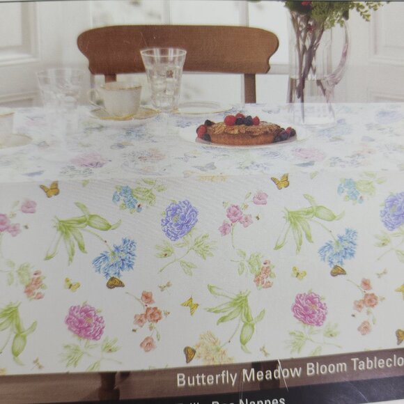 Lenox Butterfly Meadow Bloom Tablecloth 60" X 102" Water Repellent Easy Care - Picture 8 of 9